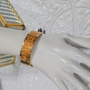 Marc by Marc Jacobs Orange Enamel and Goldtone Metal Clamper Bracelet